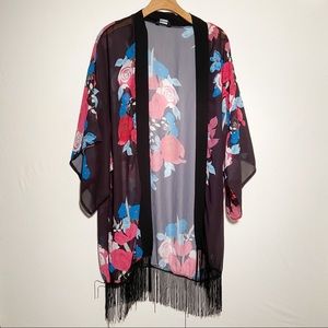 Feitong‎ Sheer Fringe Kimono